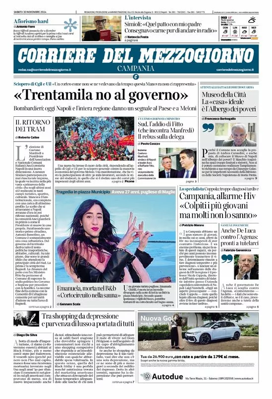 Prima-pagina-corriere del mezzogiorno-del-2024-11-30